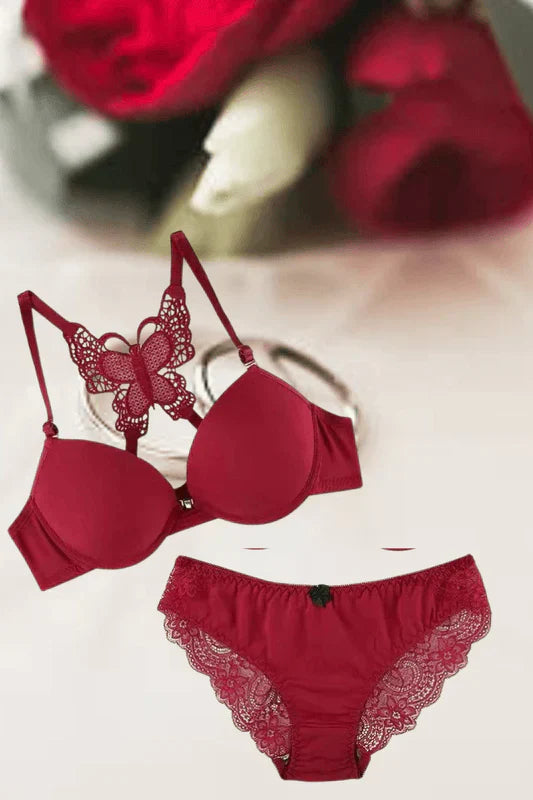 Butterfly Front Open Push Up Bra & Panty Set