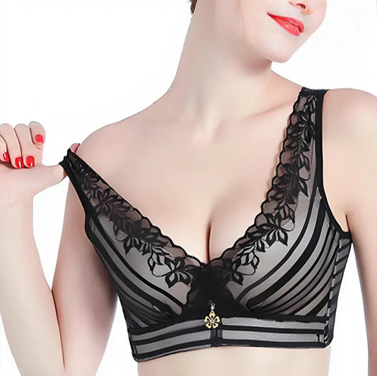 Elegant Noir Lace Comfort Bralette Bra